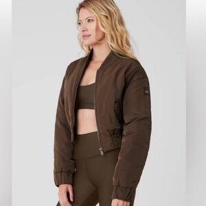 ALO Yoga Women's expresso Brown Bomber Jacket